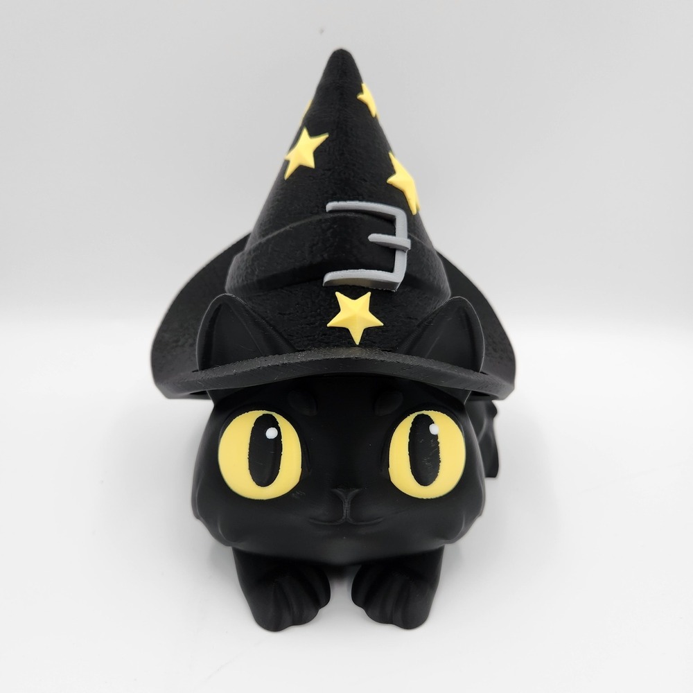 3D Printed Wizard Cat Candy Trinket Box Unisex Black Figurine Spooky Halloween